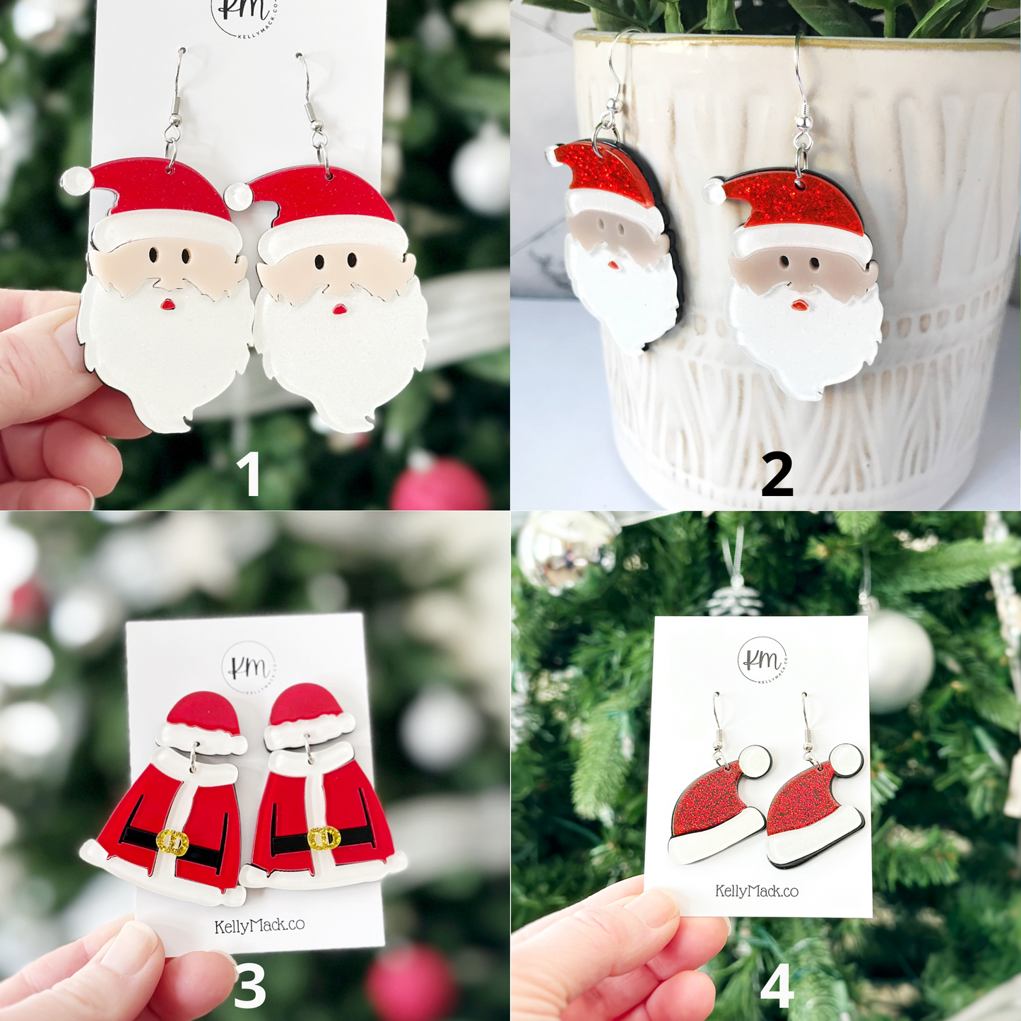 Festive Christmas Earrings -- Santa, Snowman, Christmas Tree