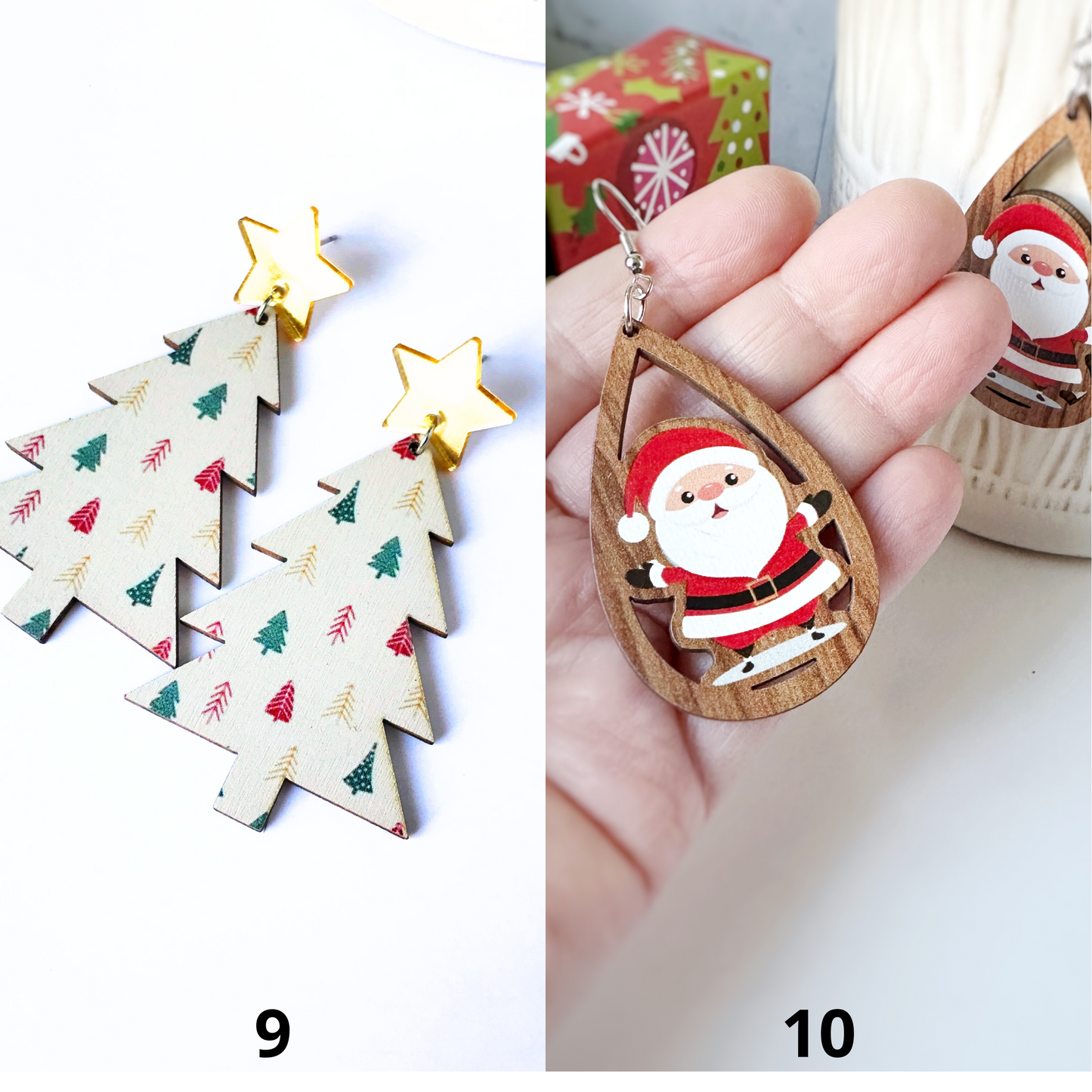 Festive Christmas Earrings -- Santa, Snowman, Christmas Tree