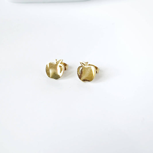 Apples Stainless Steel Post Earrings Gold