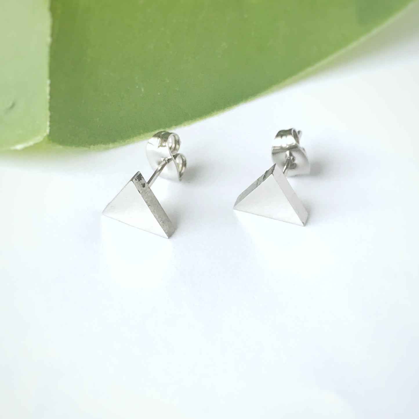 Geometric Shapes Stainless Steel Post Earrings -- Circle, Heart, Star, Cube, Triangle, Rectangle