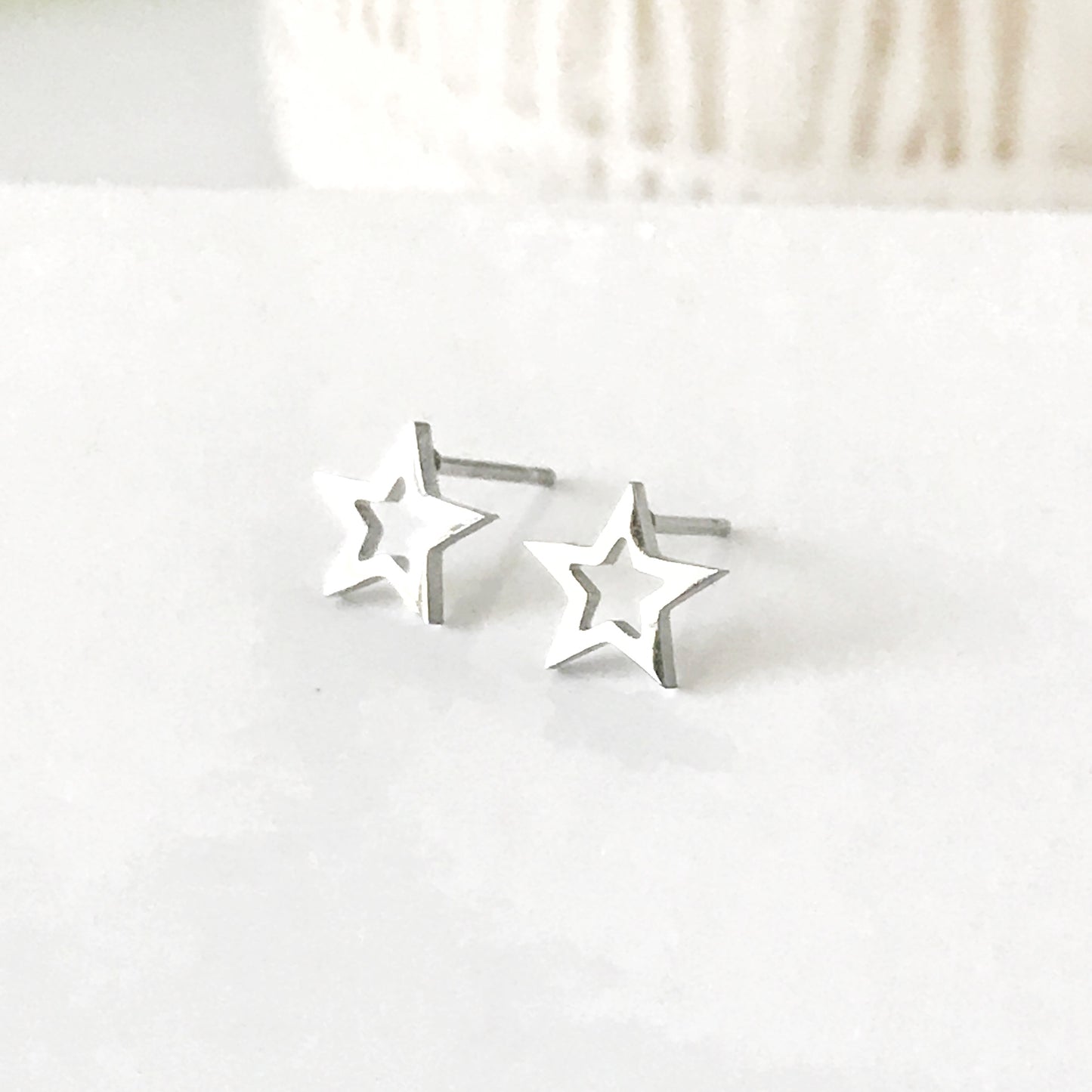 Open Star Stainless Steel Post Earrings