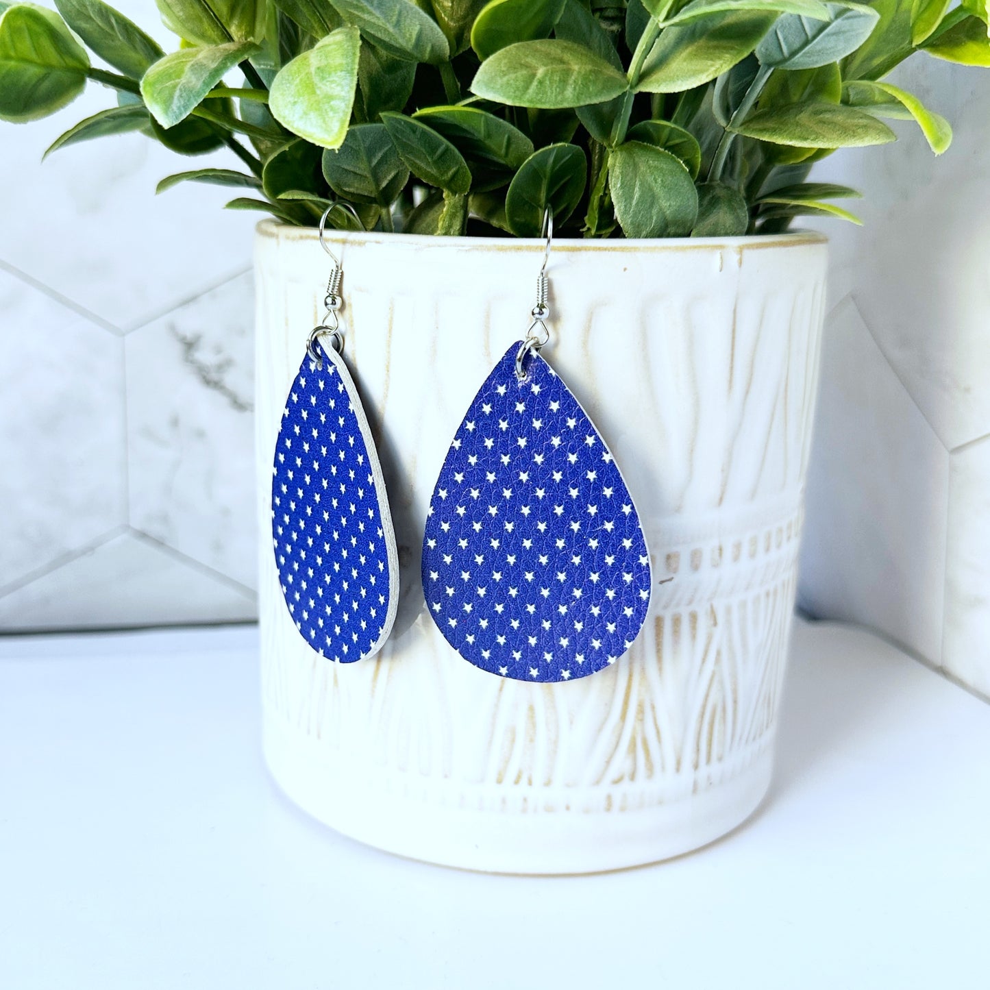 Penelope - Navy Blue with Stars Patriotic 4th of July earrings