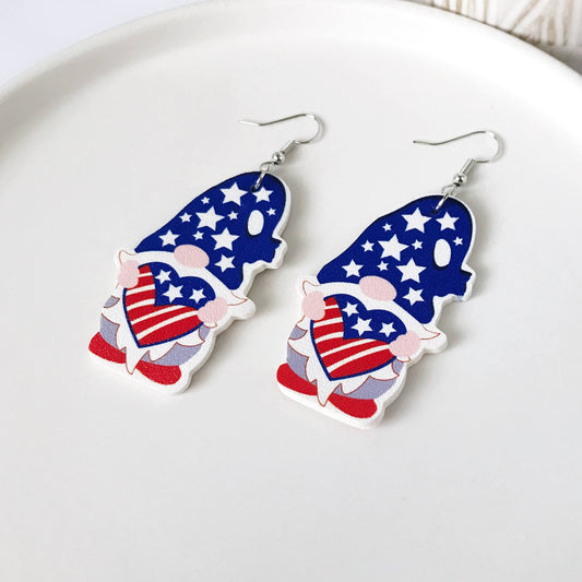 Constance - Gnome Patriotic 4th of July earrings