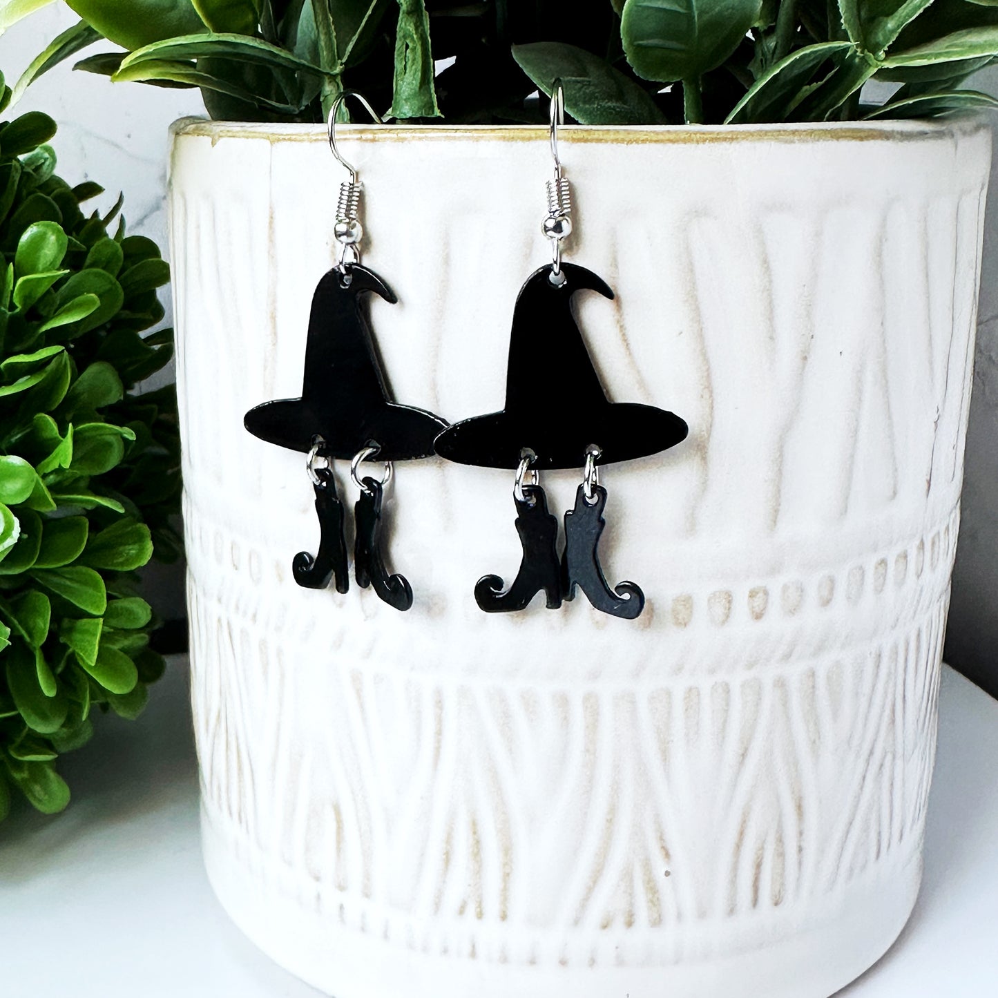 Petite Dangle Witch Hat and Shoes Earrings