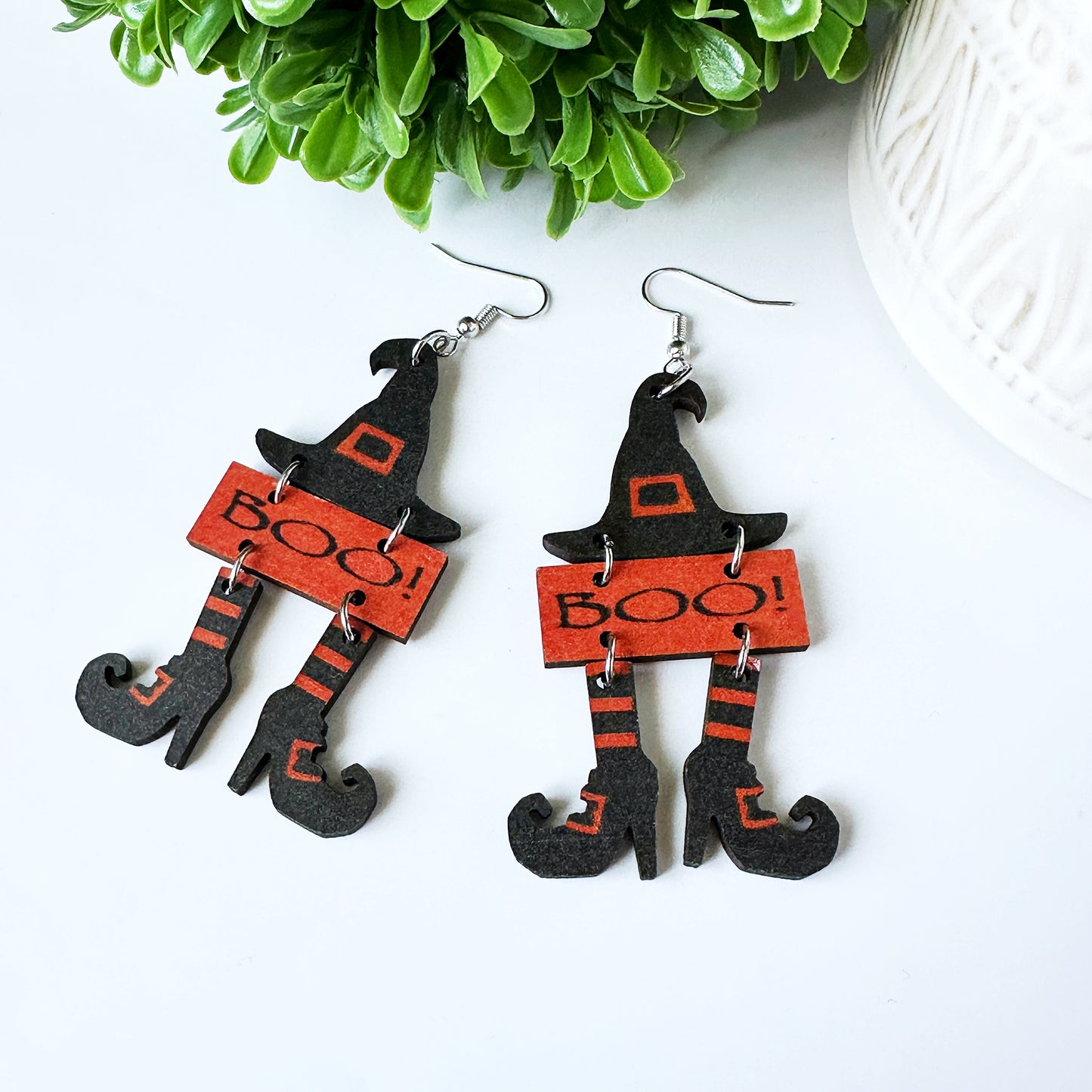 Witchy Chic Wood Dangle Statement Earrings