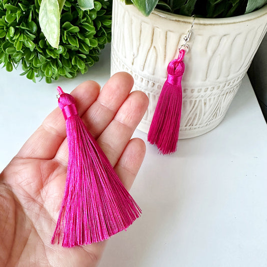Hazel - Elegant Pink Tassel Earrings