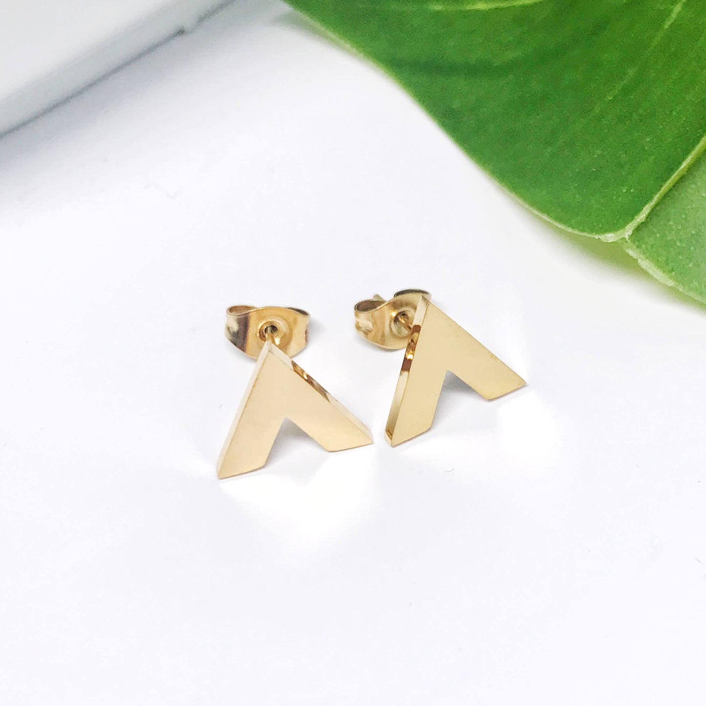 Geometric Shapes Stainless Steel Post Earrings -- Circle, Heart, Star, Cube, Triangle, Rectangle