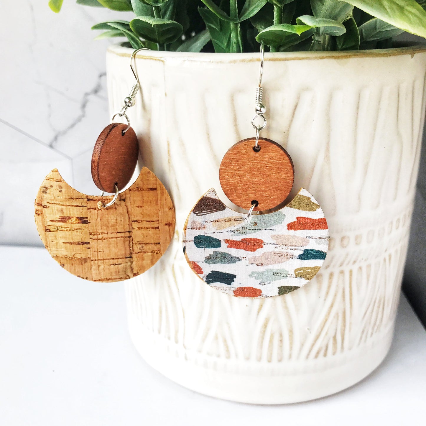 Stylish Lightweight Wood and Cork Earrings – Trendy, Eco-Friendly & Versatile