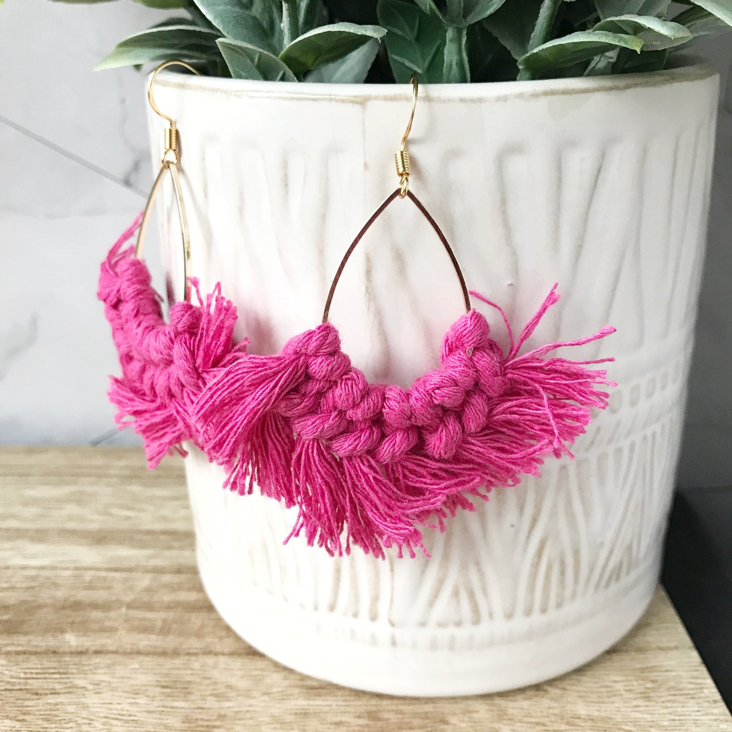 Annette - Framed Weave Tassel Boho Earrings