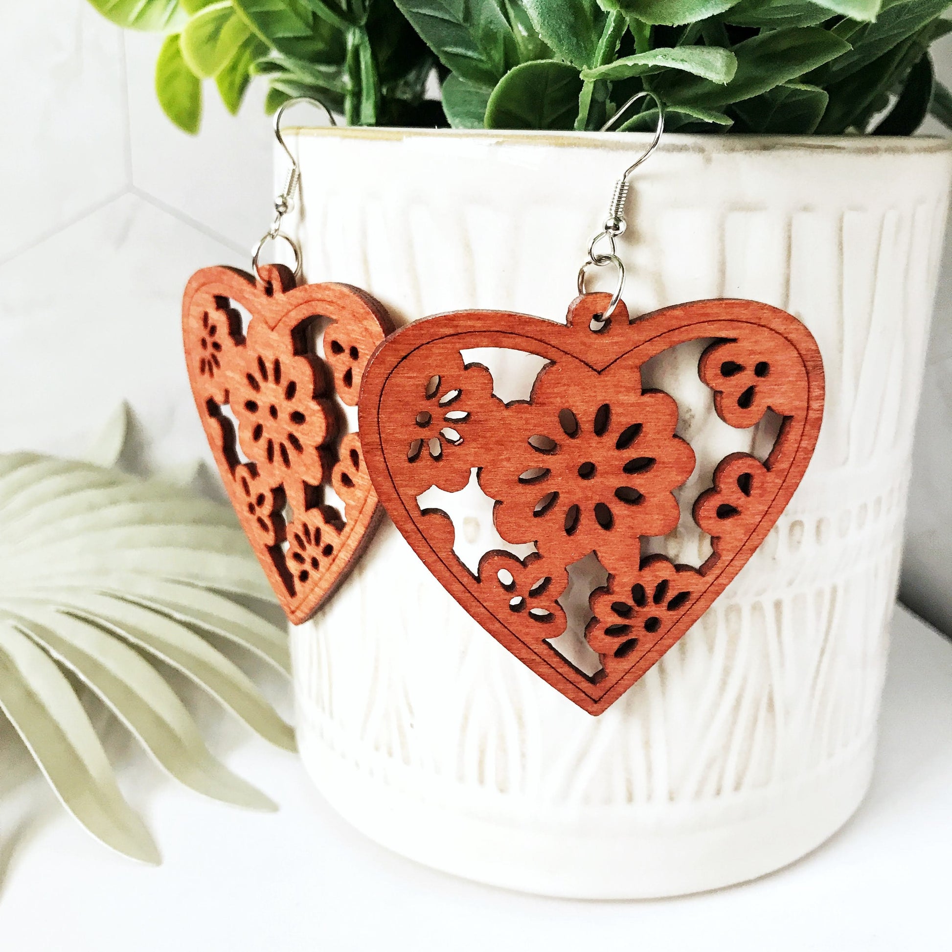 KellyMack.Co 4-Heart Beautiful Laser Cut Wood Earrings