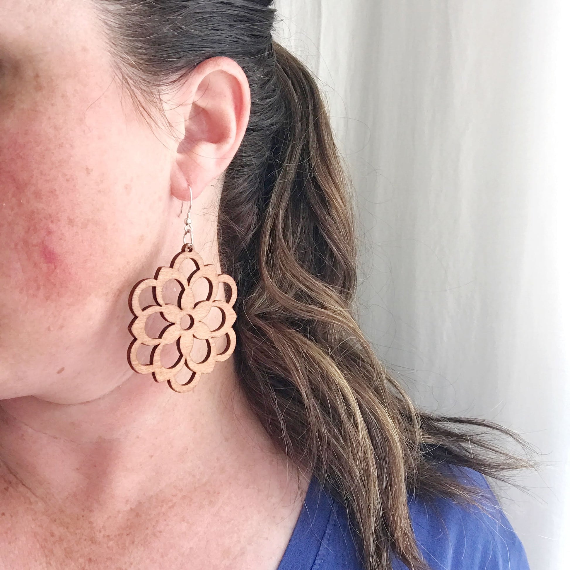 KellyMack.Co Beautiful Laser Cut Wood Earrings