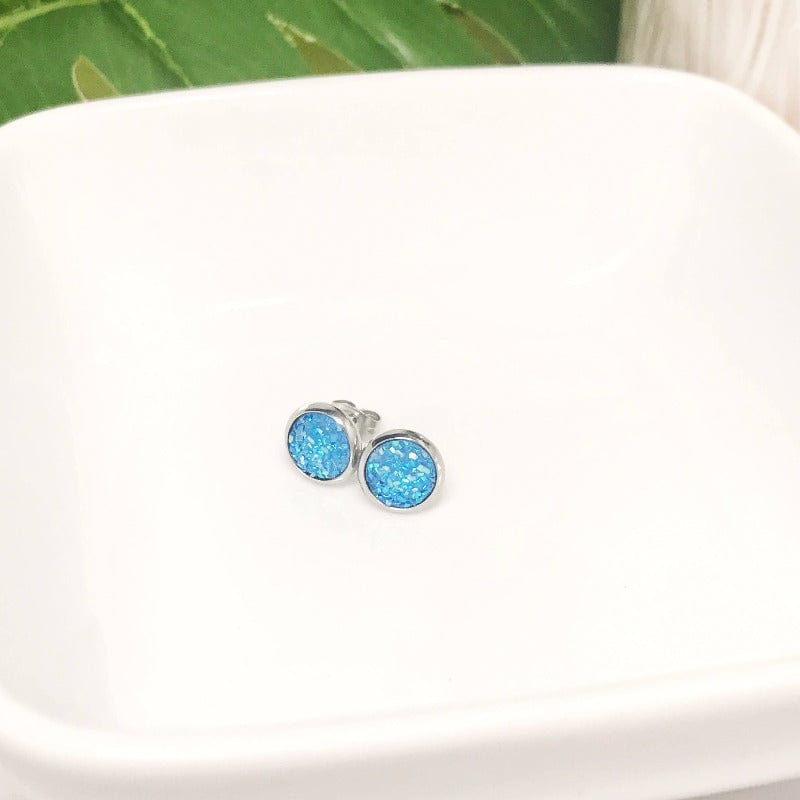 KellyMack.Co Blue small (8mm) Sadie - Elegant Druzy Stone Earrings