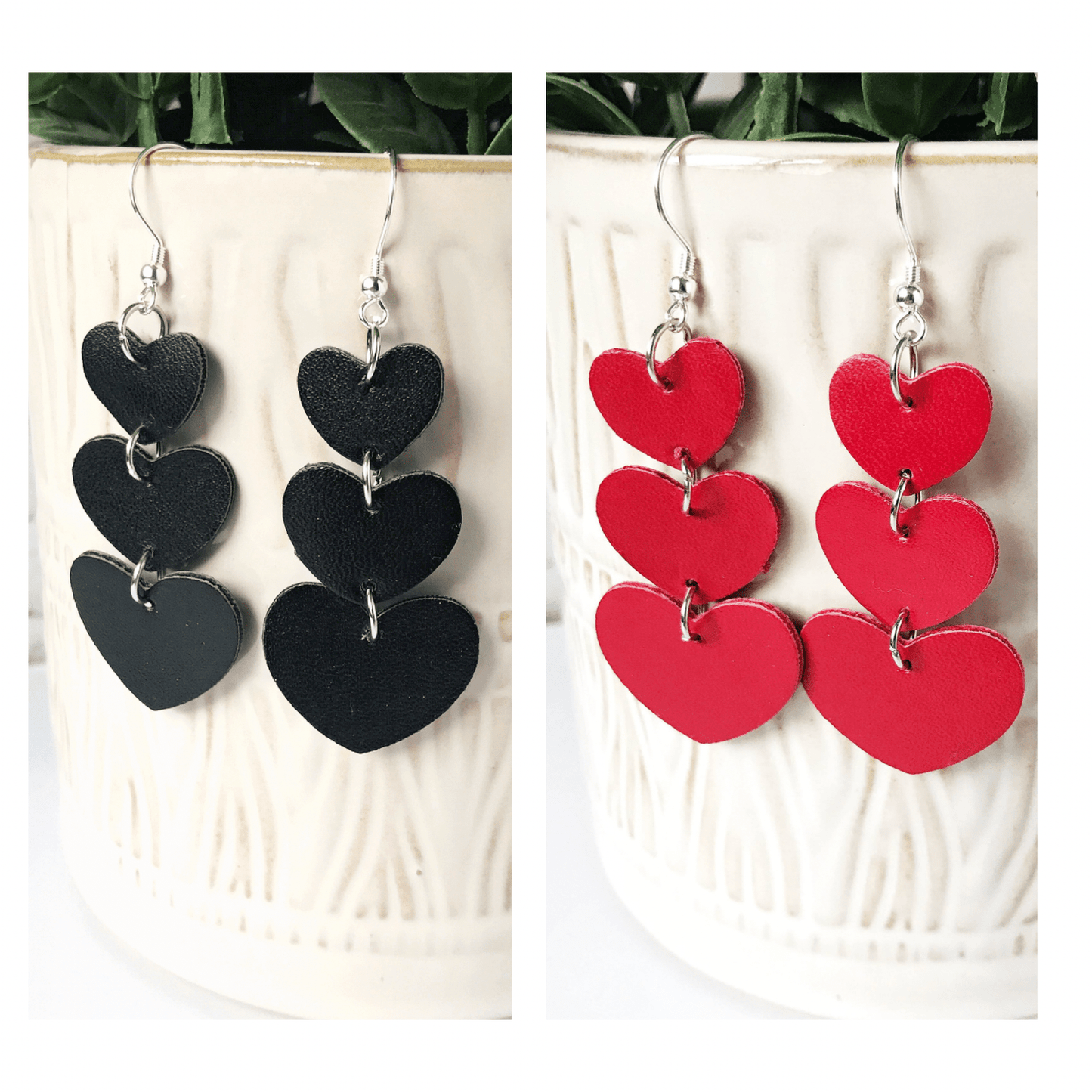 KellyMack.Co Bundle Vera- Red or Black Dangle Heart Trio