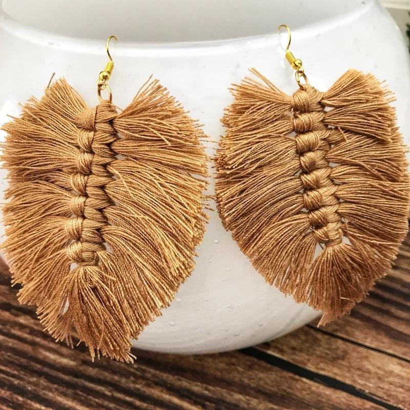 KellyMack.Co Caramel Vivienne - Macrame Earrings