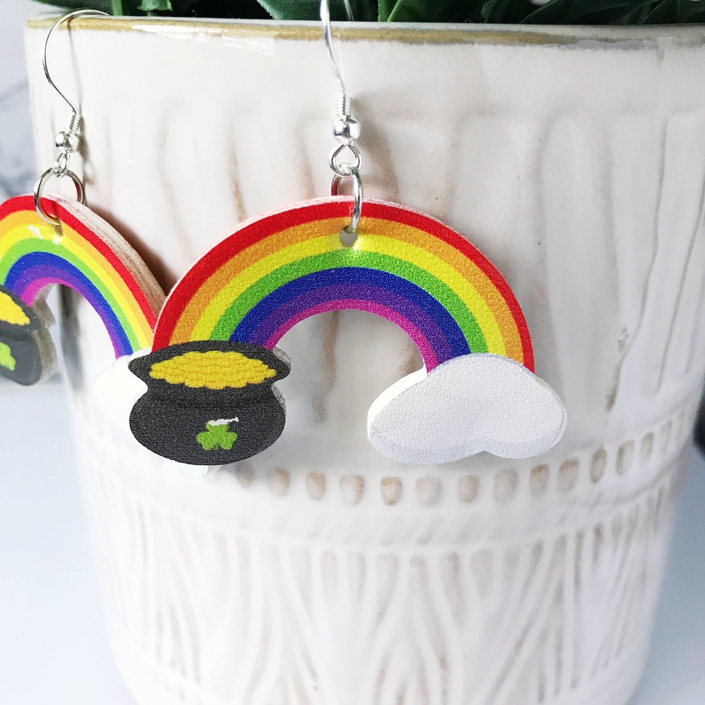 KellyMack.Co Darci - Pot of Gold Rainbow earrings