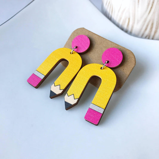 KellyMack.Co Earrings Amber :: Pink Post Pencil Arch Teacher Earrings