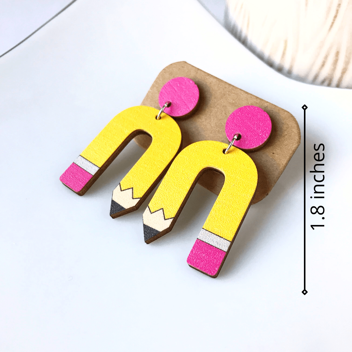 KellyMack.Co Earrings Amber :: Pink Post Pencil Arch Teacher Earrings