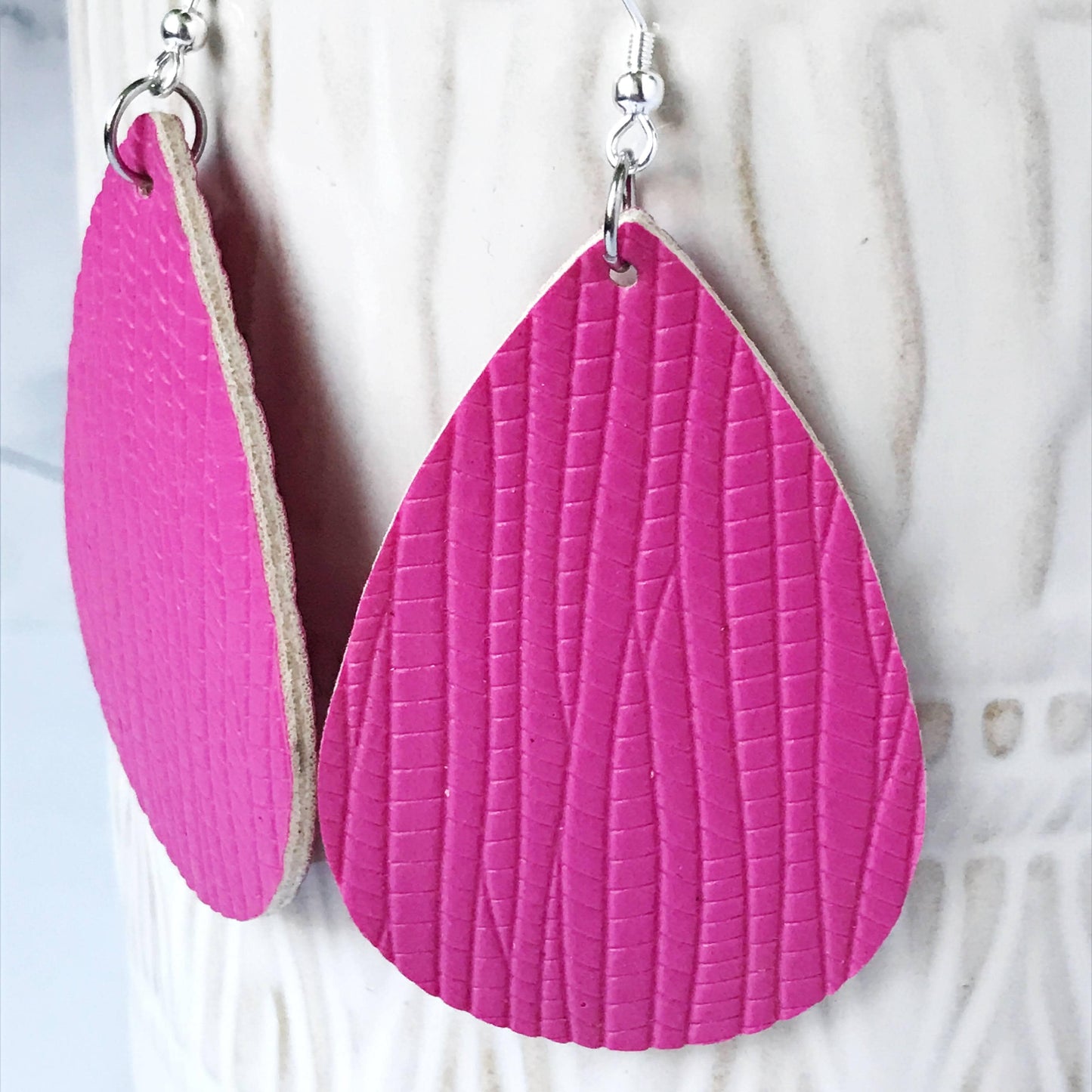 KellyMack.Co Earrings Avery - Pretty Pink Faux Leather Earrings