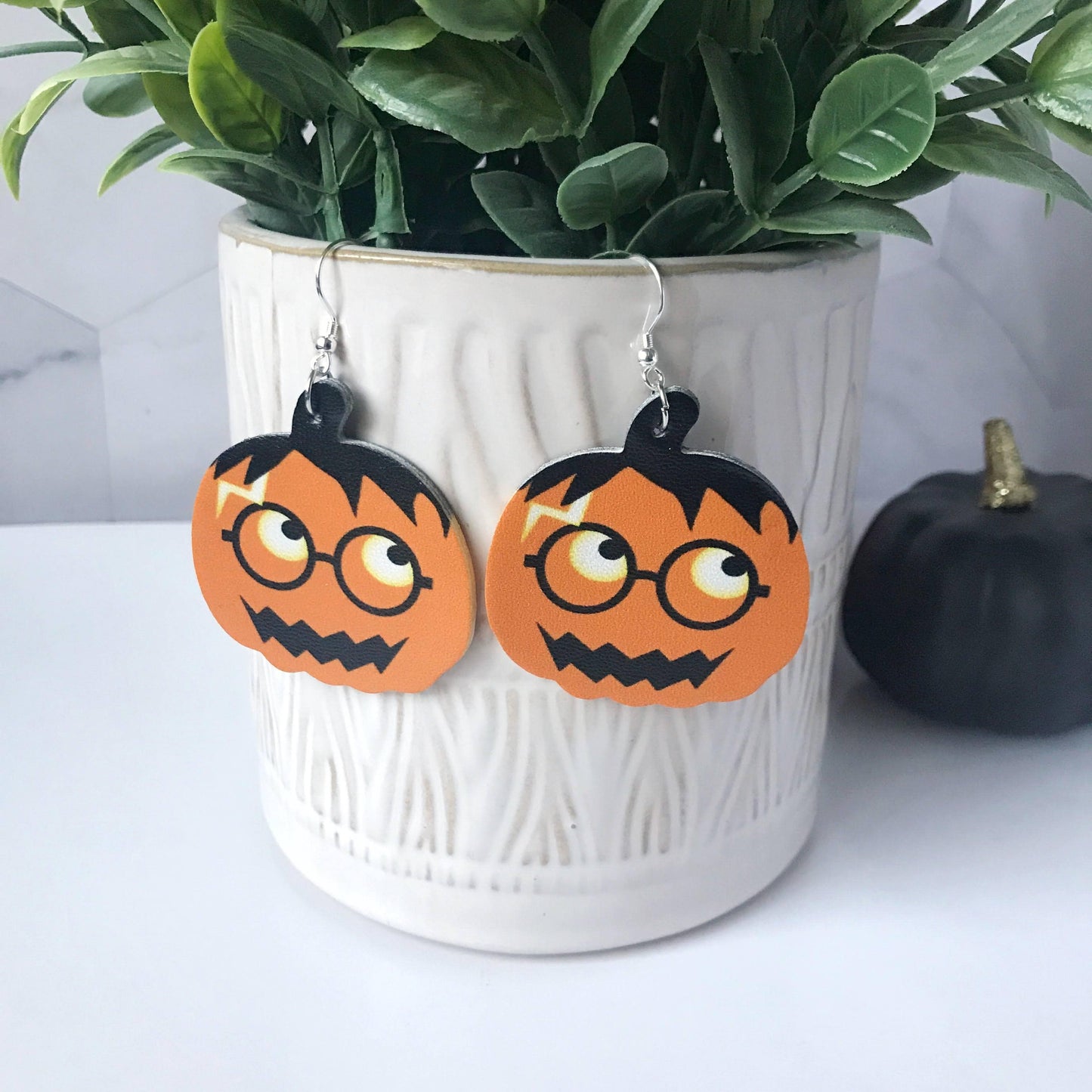 KellyMack.Co Earrings Fran- Dressed Up Pumpkin Jack-O-Lantern Earrings