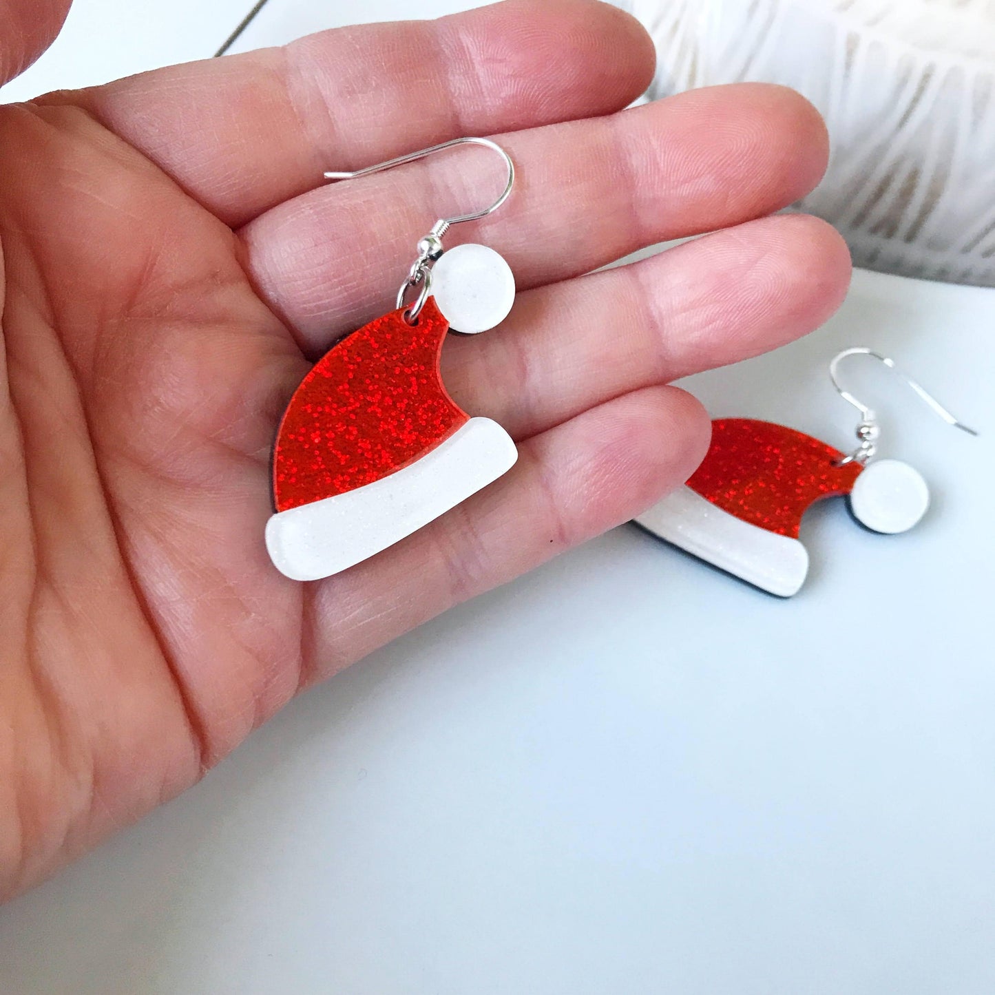 KellyMack.Co Earrings Jessica:: Acrylic Santa Hat