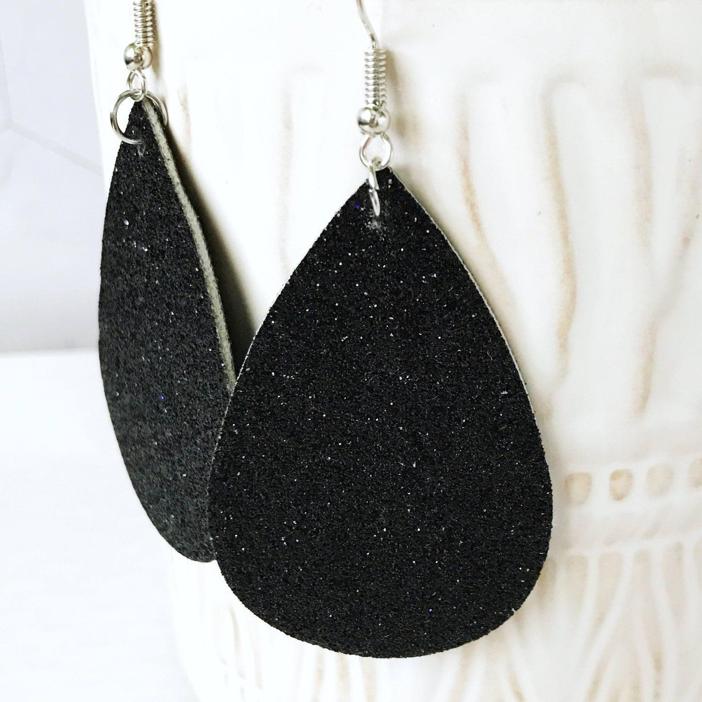 KellyMack.Co Earrings Raven- Black Glitter Earrings