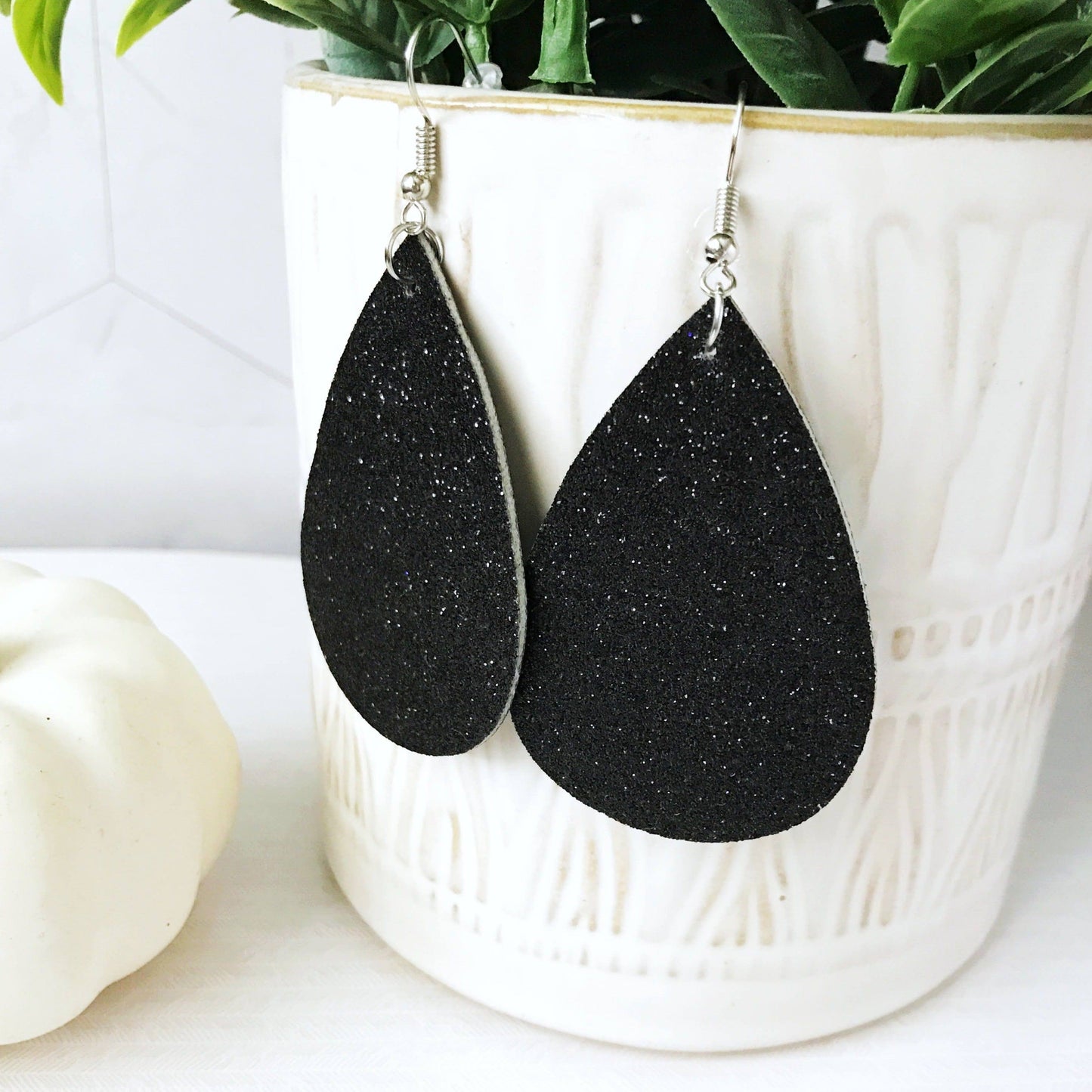 KellyMack.Co Earrings Raven- Black Glitter Earrings