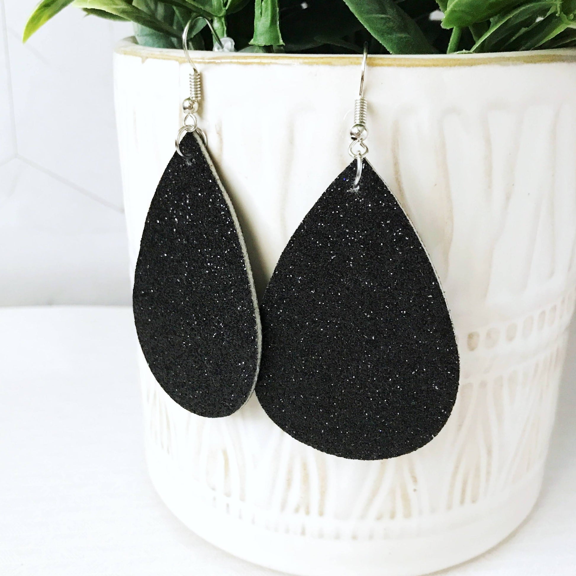 KellyMack.Co Earrings Raven- Black Glitter Earrings