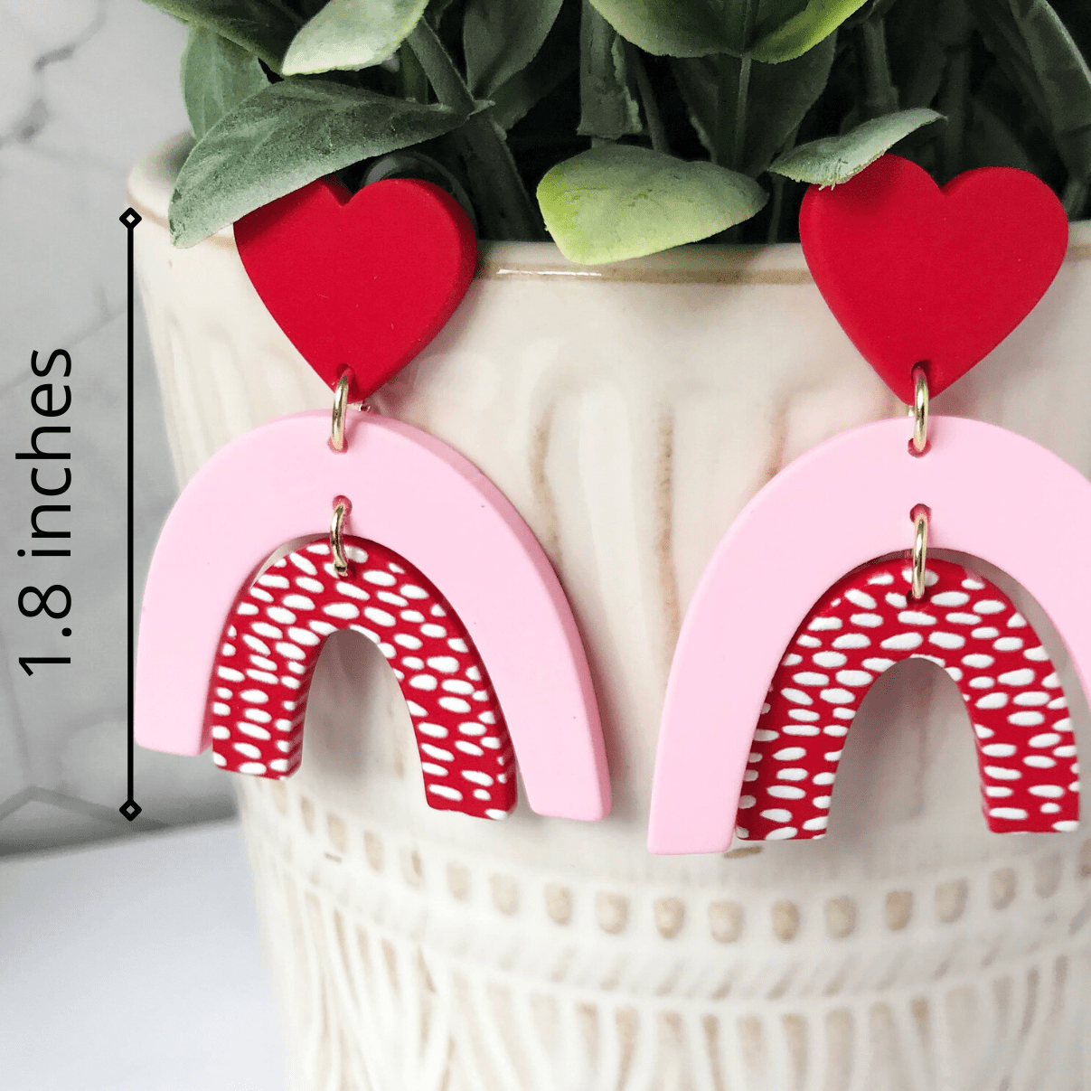 KellyMack.Co Earrings Some Love Over the Rainbow (Pink/Red) :: Acrylic Valentines Earrings