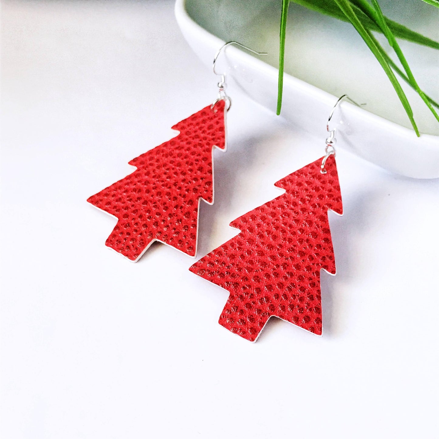 KellyMack.Co Earrings Spruce - Red Distressed Christmas Tree