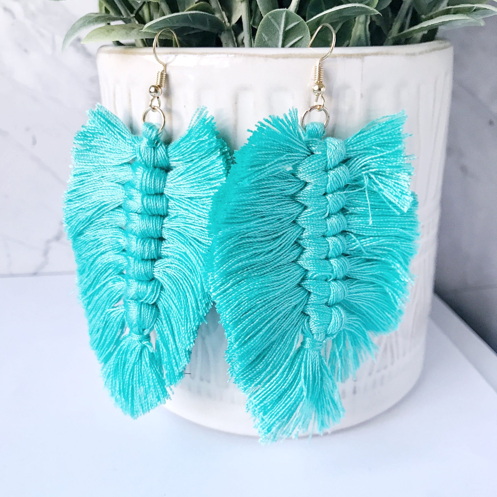 KellyMack.Co Earrings Turquoise Vivienne - Macrame Earrings