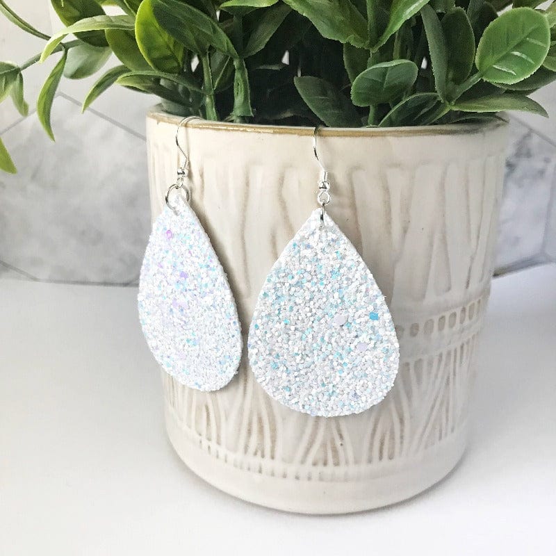 KellyMack.Co Elsa - White Crunchy Glitter Teardrop