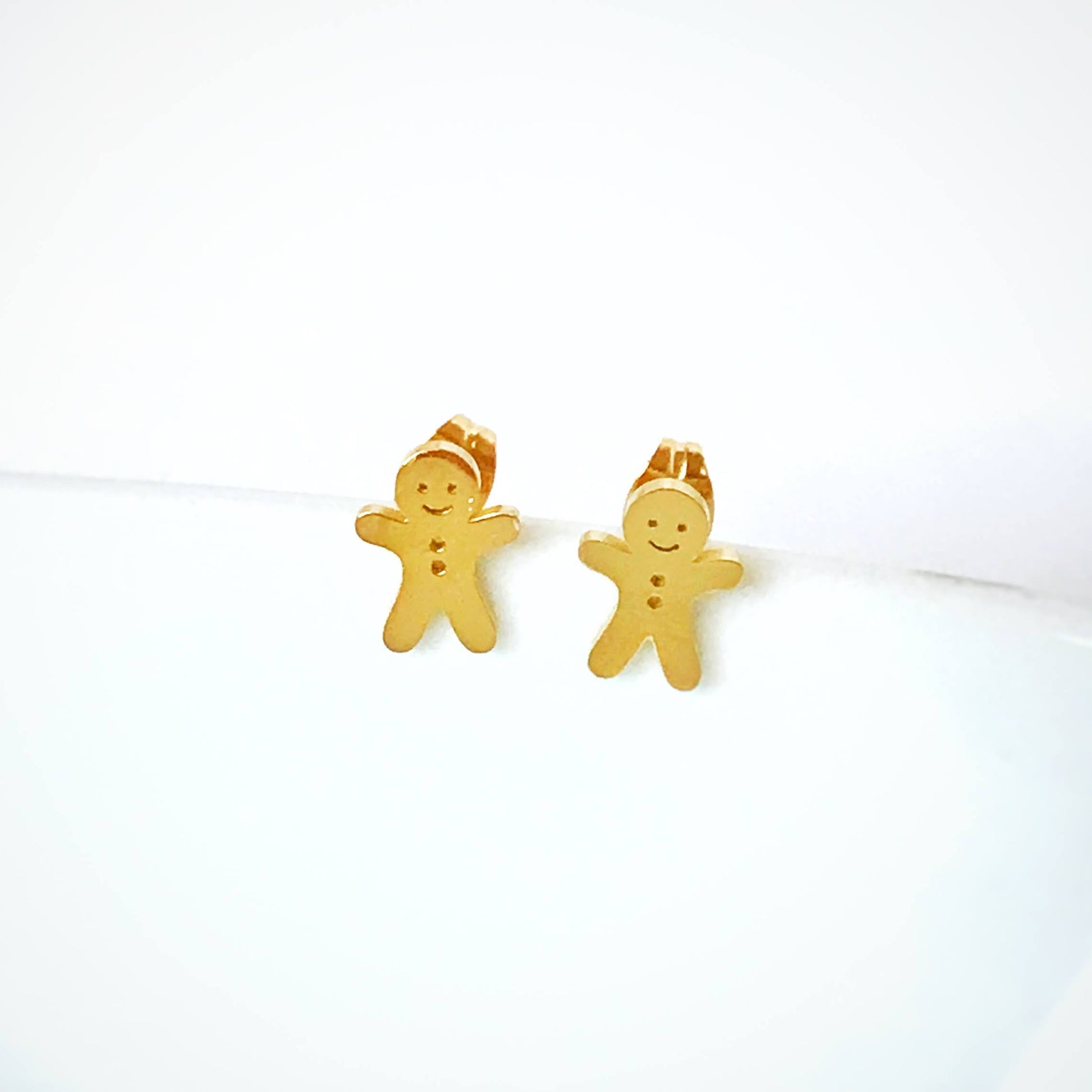 KellyMack.Co Gold Gingerbread Boy Stainless Steel Post Earrings