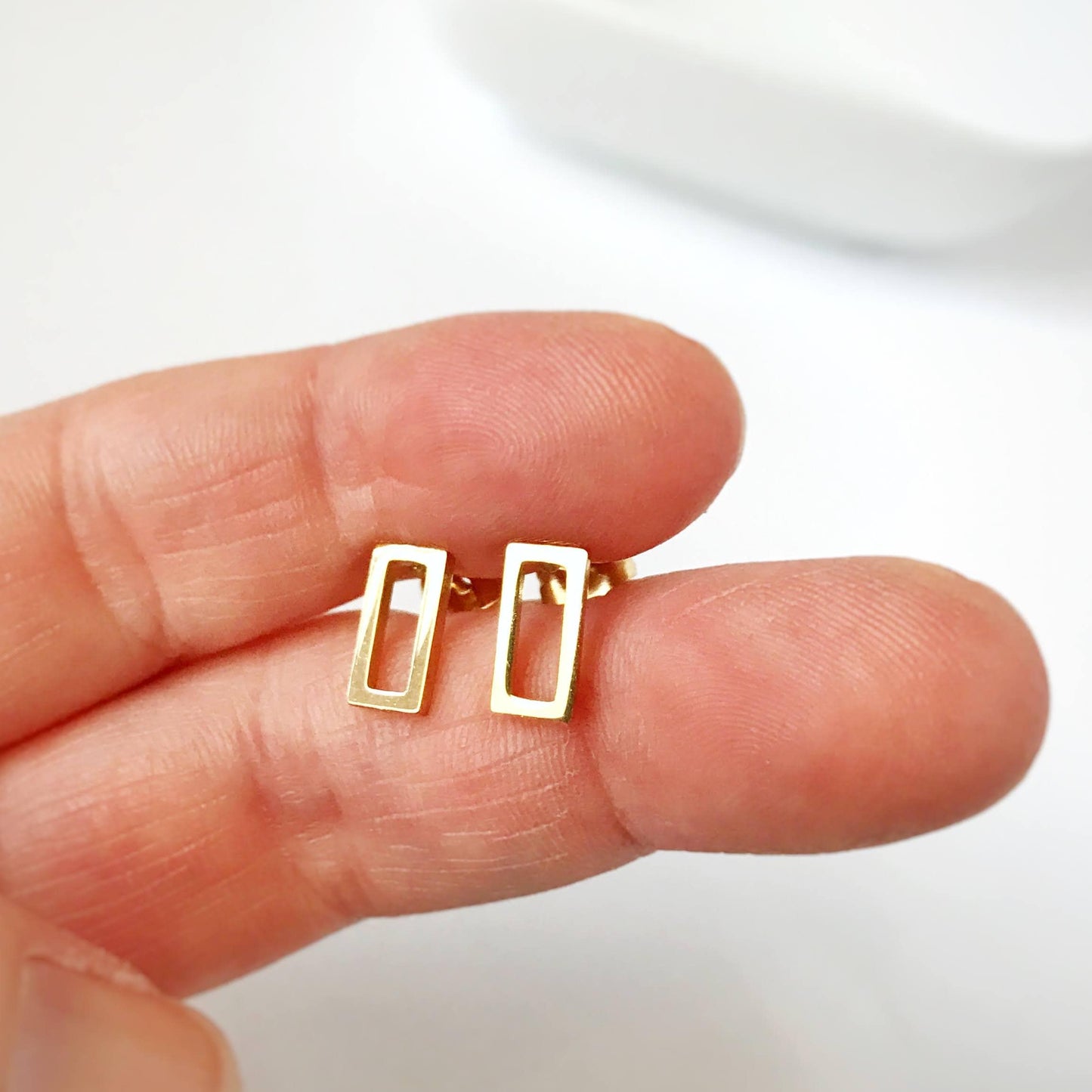 KellyMack.Co Gold Rectangle Stainless Steel Post Earrings
