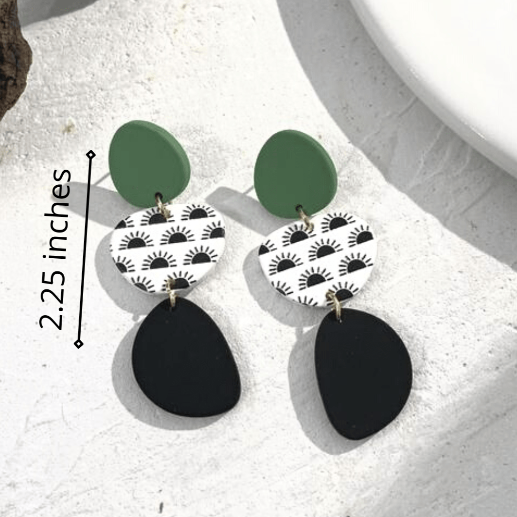 KellyMack.Co Green/SunRay/Black Acrylic Dangle Earrings