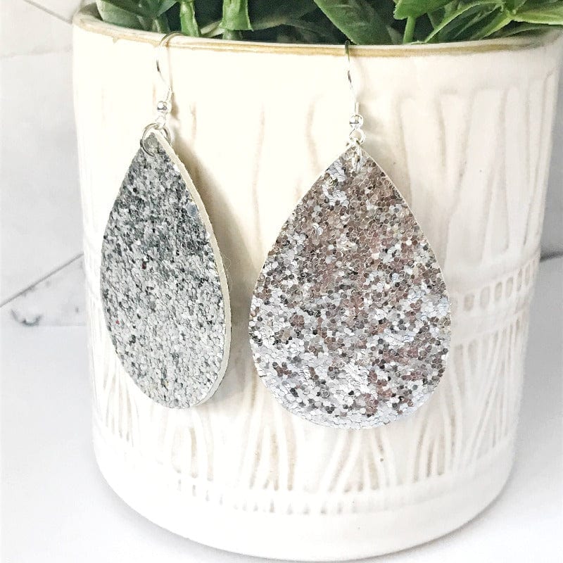 KellyMack.Co Hailey - Silver Crunchy Glitter Teardrop