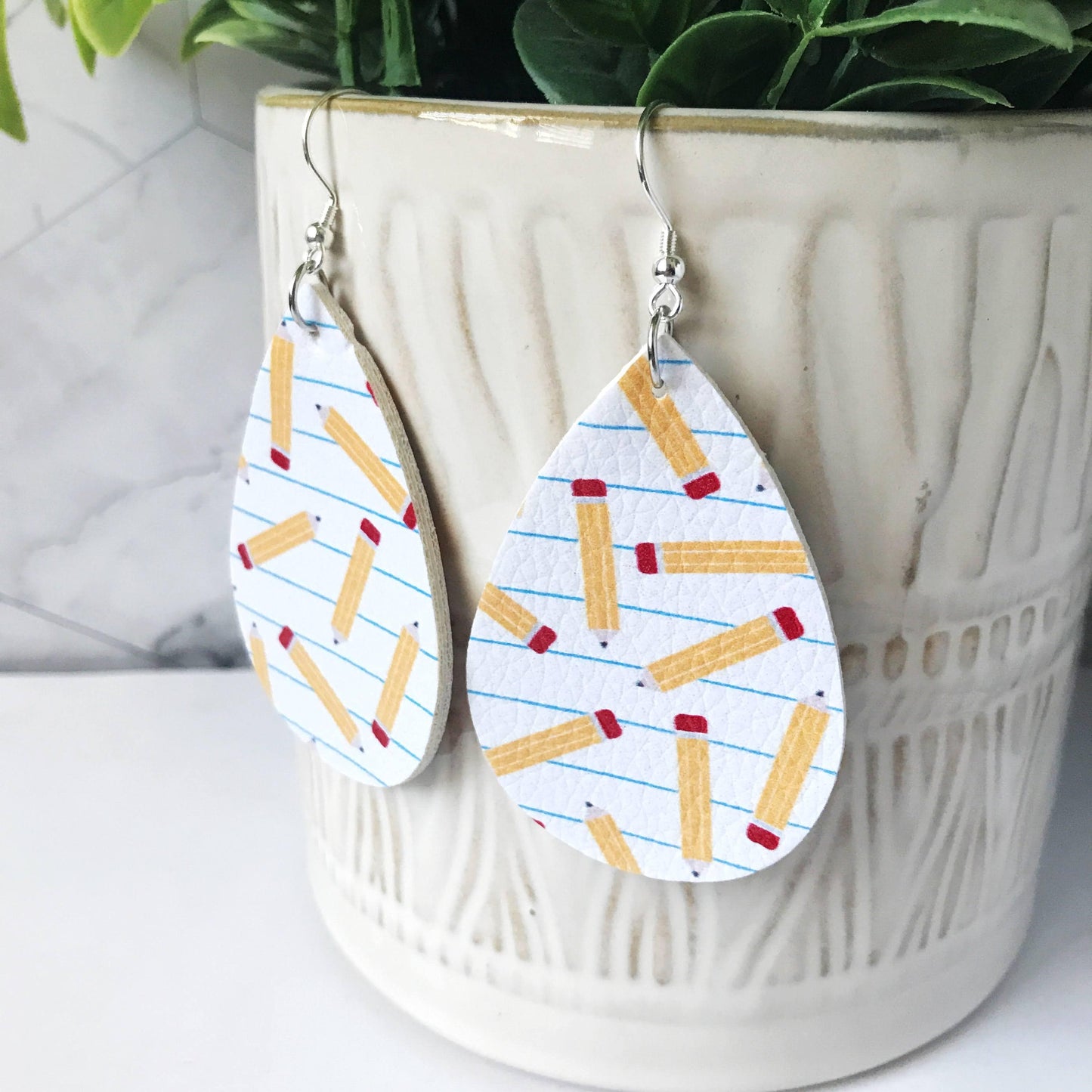KellyMack.Co Hillary :: Pencils and Lined Paper Teacher Earrings