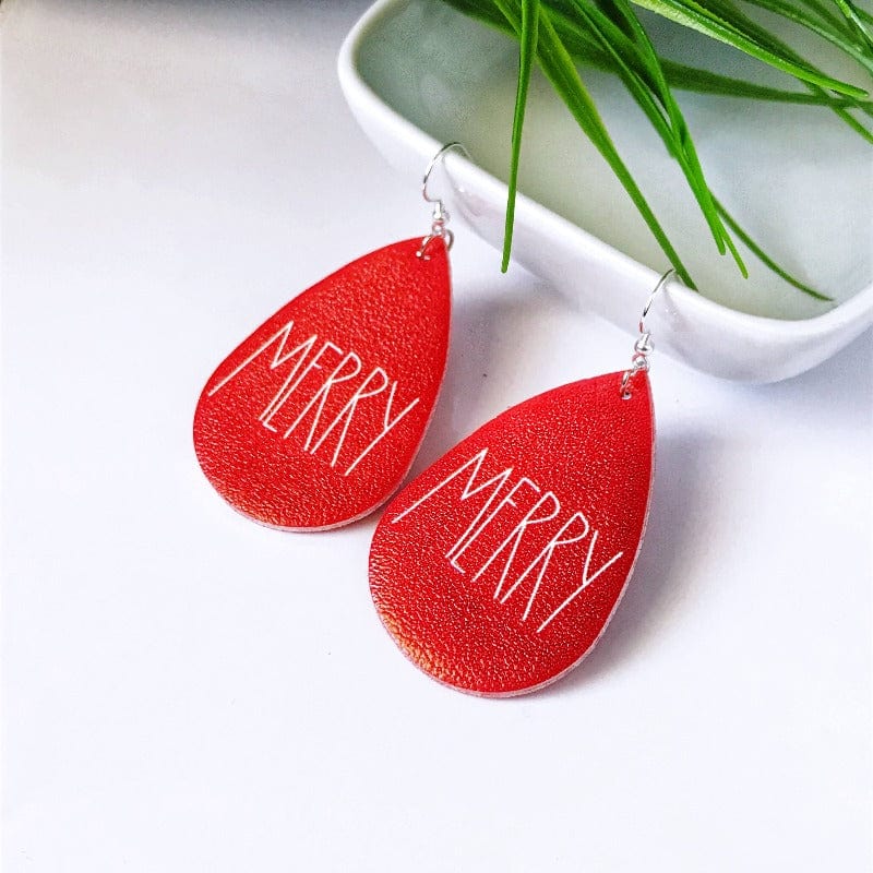 KellyMack.Co Holly - Merry Red Christmas Teardrop Earrings