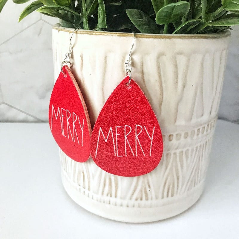 KellyMack.Co Holly - Merry Red Christmas Teardrop Earrings