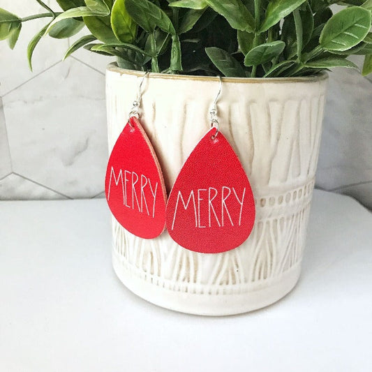 KellyMack.Co Holly - Merry Red Christmas Teardrop Earrings