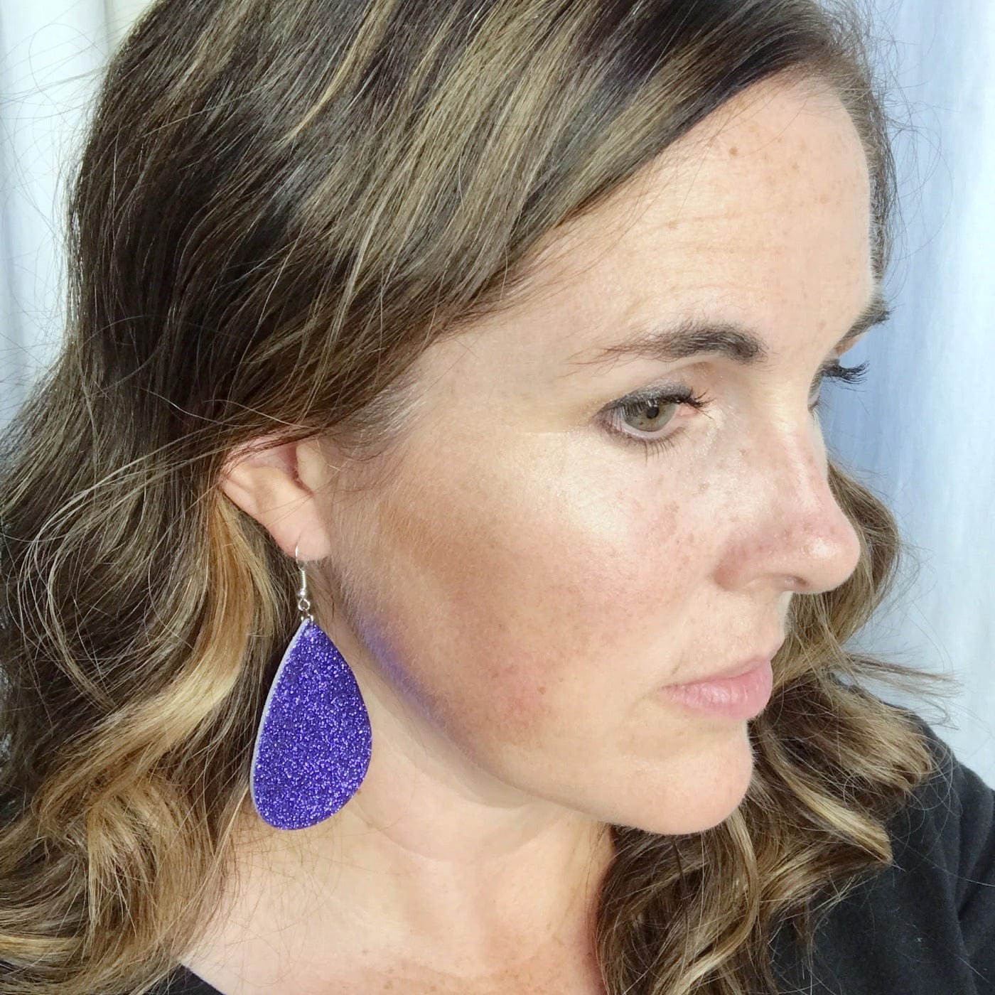 KellyMack.Co Jade- Purple Glitter Earrings