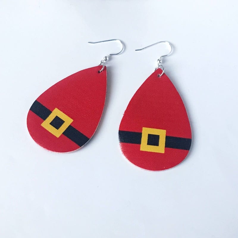 KellyMack.Co Joy- Santa Suit Christmas Faux Leather Earrings