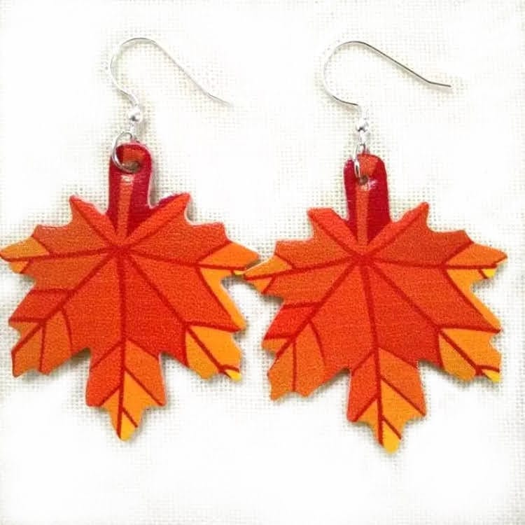 KellyMack.Co Mallory- Fall Leaves Faux Leather Earrings