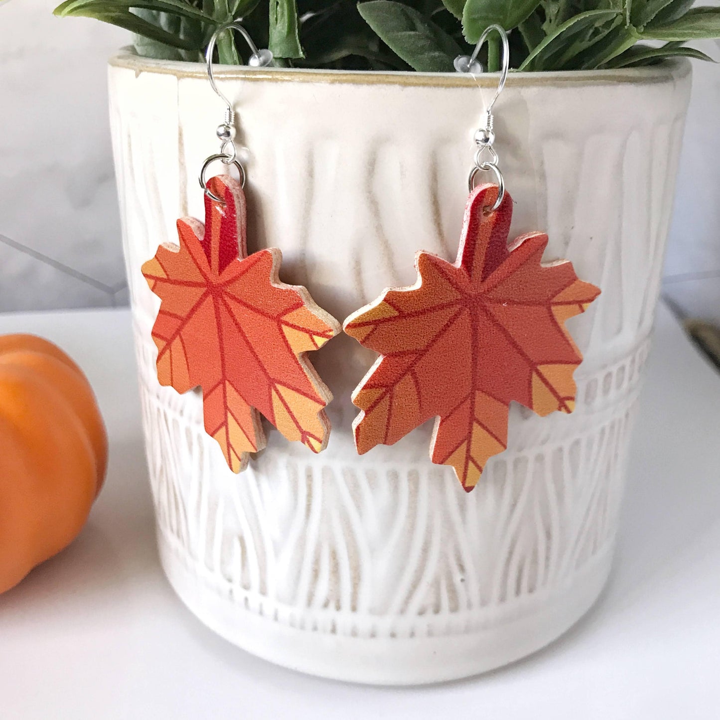 KellyMack.Co Mallory- Fall Leaves Faux Leather Earrings