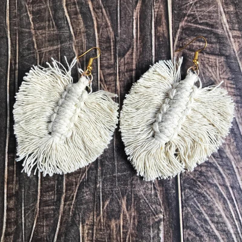 KellyMack.Co Pearl Corrine - Macrame Boho Tassel Earrings