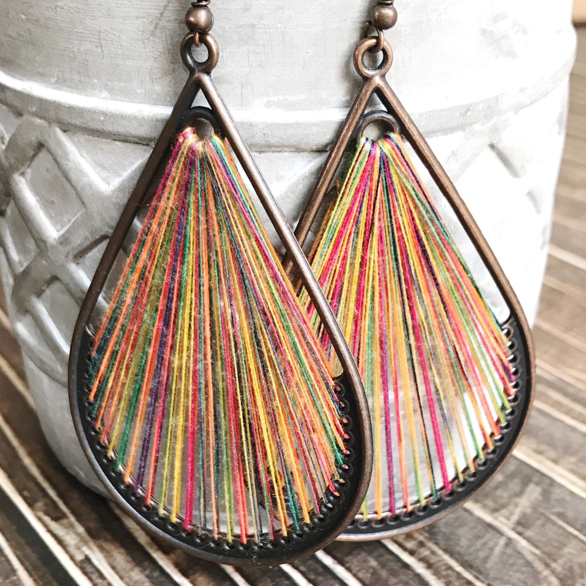 KellyMack.Co Remedy - Threaded Boho Dangle Teardrop and Triangle Earrings