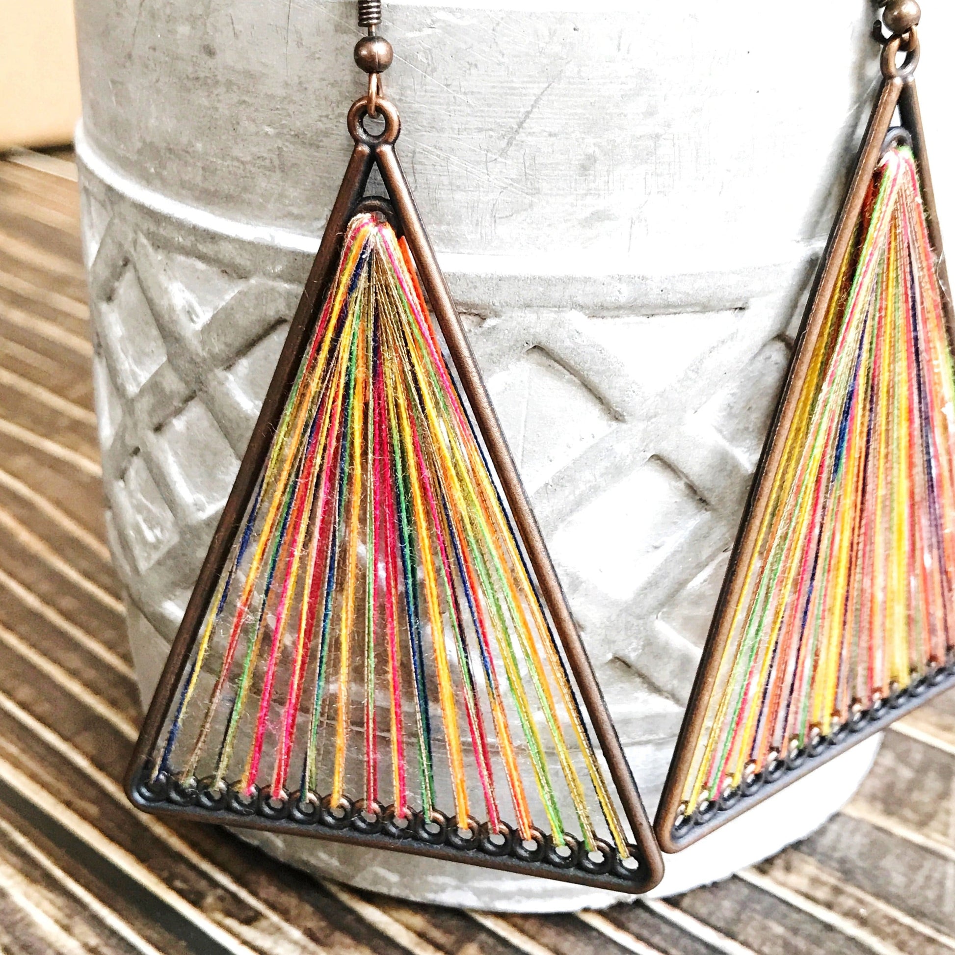 KellyMack.Co Remedy - Threaded Boho Dangle Teardrop and Triangle Earrings