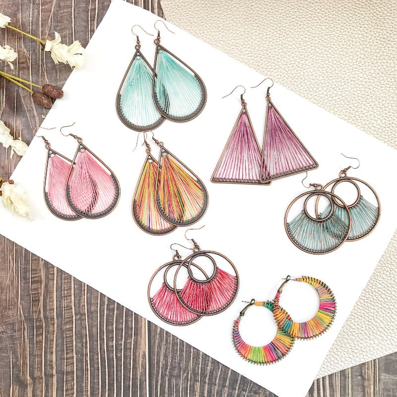 KellyMack.Co Remedy - Threaded Boho Dangle Teardrop and Triangle Earrings