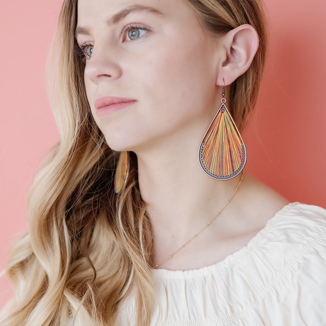 KellyMack.Co Remedy - Threaded Boho Dangle Teardrop and Triangle Earrings