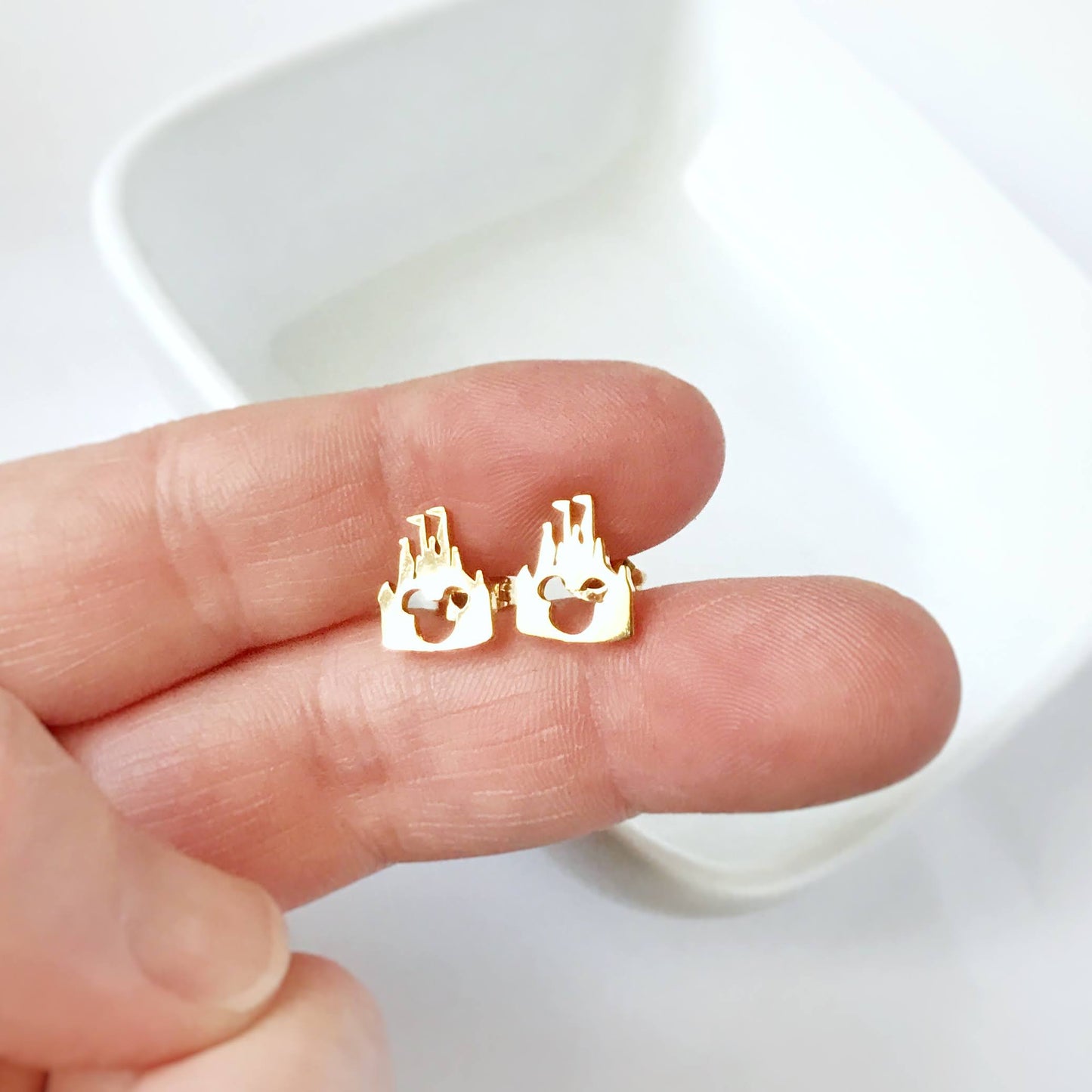 KellyMack.Co Rose Gold Castle Stainless Steel Post Earrings