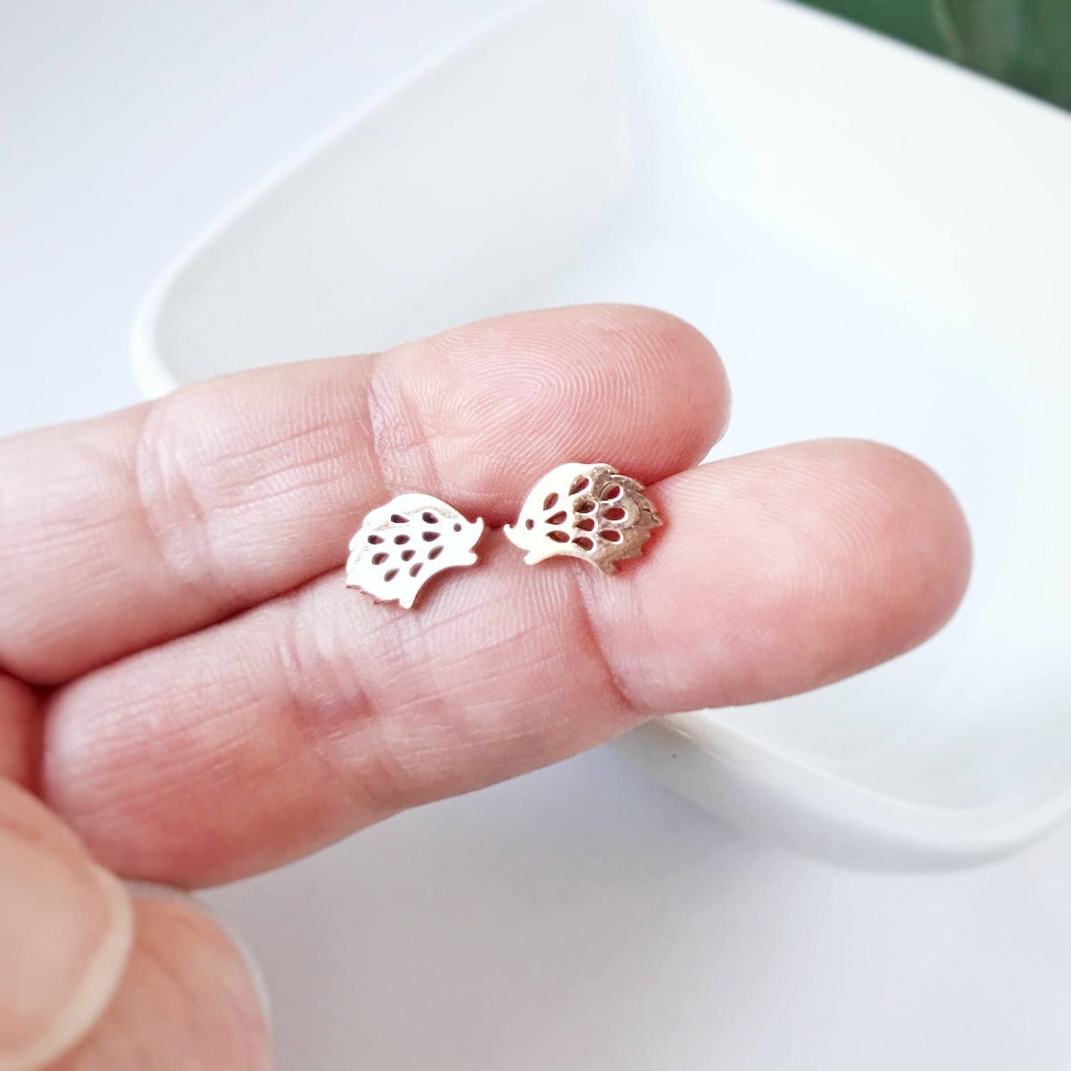 KellyMack.Co Rose Gold Hedgehog Stainless Steel Post Earrings